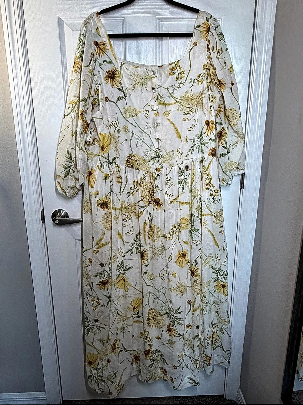 H&M Floral Cotton Maxi Dress with Sunflowers